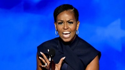 Former US First Lady Michelle Obama speaks during the Democratic National Convention (DNC) at the United Center in Chicago, Illinois, US, on Tuesday, Aug. 20, 2024. (Bloomberg) Former US First Lady Michelle Obama speaks during the Democratic National Convention (DNC) at the United Center in Chicago, Illinois, US, on Tuesday, Aug. 20, 2024. (Bloomberg)