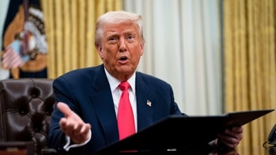 US President Donald Trump speaks during an executive order signing ceremony in the Oval Office of the White House in Washington, DC, US, on Thursday, March 6, 2025. (Bloomberg) US President Donald Trump speaks during an executive order signing ceremony in the Oval Office of the White House in Washington, DC, US, on Thursday, March 6, 2025. (Bloomberg)