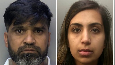 Custody images of Urfan Sharif and Beinash Batool, the parents of a 10-year-old UK-Pakistani girl who was tortured and killed by them. (Surrey Police handout /AFP ) Custody images of Urfan Sharif and Beinash Batool, the parents of a 10-year-old UK-Pakistani girl who was tortured and killed by them. (Surrey Police handout /AFP )