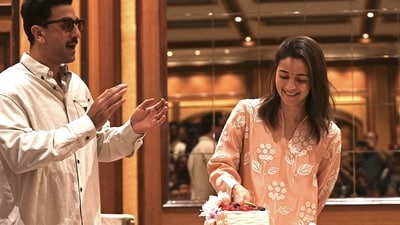 Bollywood actor Ranbir Kapoor (L) takes part in the birthday celebrations of his actress wife Alia Bhatt, in Mumbai on March 13. Alia turns 31 on Saturday. (AFP) Bollywood actor Ranbir Kapoor (L) takes part in the birthday celebrations of his actress wife Alia Bhatt, in Mumbai on March 13. Alia turns 31 on Saturday. (AFP)