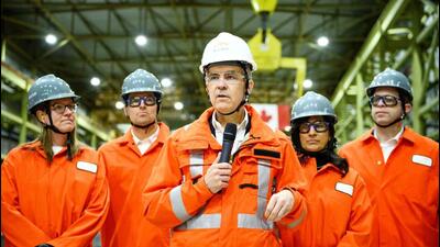 Mark Carney, Canada's incoming prime minister, speaks at an ArcelorMittal Dofasco steel facility in Hamilton, Ontario, Canada, on Wednesday. (Bloomberg) Mark Carney, Canada's incoming prime minister, speaks at an ArcelorMittal Dofasco steel facility in Hamilton, Ontario, Canada, on Wednesday. (Bloomberg)