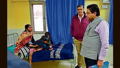 PHSC director Dr Amit Talwar interacting with patients at the Ludhiana civil hospital on Thursday. (Gurpreet Singh/HT) PHSC director Dr Amit Talwar interacting with patients at the Ludhiana civil hospital on Thursday. (Gurpreet Singh/HT)