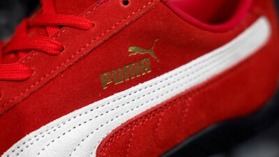 A Puma Speedcat OG sneaker is displayed at a store in Paris, France, January 24, 2025. (Benoit Tessier/Reuters)