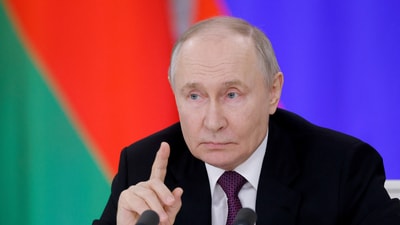 Russia's President Vladimir Putin speaks during a press conference following a meeting with his Belarusian counterpart Alexander Lukashenko in Moscow. (Reuters )