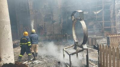 The basement of Kingdom of Dreams in Gurugram after the blaze. (Sourced Photo) The basement of Kingdom of Dreams in Gurugram after the blaze. (Sourced Photo)
