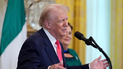 US President Donald Trump speaks during an event with Ireland's Prime Minister Micheál Martin. (AP) US President Donald Trump speaks during an event with Ireland's Prime Minister Micheál Martin. (AP)