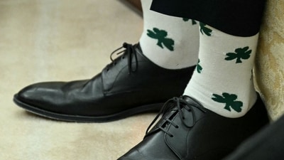 US President Trump was distracted by JD Vance's socks during a meeting with the Irish PM (AFP) US President Trump was distracted by JD Vance's socks during a meeting with the Irish PM (AFP)