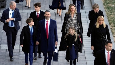Donald Trump Jr. and his children, along with his former wife Vanessa Trump, depart at the end of inaugural ceremonies at the U.S. Capitol.  Jack Gruber/Pool via REUTERS (via REUTERS)