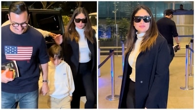 Kareena Kapoor and Saif Ali Khan travel with their kids, Taimur and Jeh. Kareena Kapoor and Saif Ali Khan travel with their kids, Taimur and Jeh.