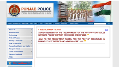 Punjab Police Constable Recruitment 2025: Last date to apply today (Official website, screenshot)