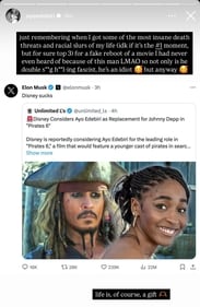 Ayo Ebediri shared Musk's tweet on Instagram Stories. Ayo Ebediri shared Musk's tweet on Instagram Stories.
