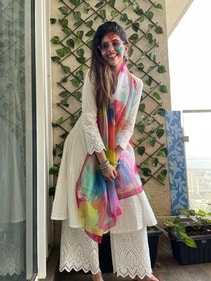 Sanjana Sanghi will indulge in playing Holi until evening.