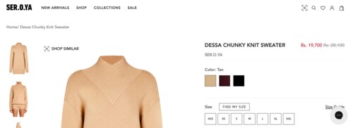 Currently, the knit sweater is on sale. (PC: Seroya website) Currently, the knit sweater is on sale. (PC: Seroya website)