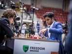 Magnus Carlsen and Arjun Erigaisi during a game. Magnus Carlsen and Arjun Erigaisi during a game.
