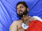 Muhammad Tanvir, 35, a steel mill worker and resident of Punjab province, who was rescued and freed from the hostage after a train was attacked by separatist militants in Bolan, receives medical treatment at the Trauma Center and Emergency Department at Civil Hospital in Quetta, Pakistan, March 13, 2025. 