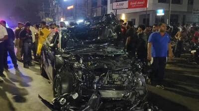 A CCTV footage from the area shows the car ramming into multiple two-wheelers and dragging them before finally coming to a halt (Video grab)