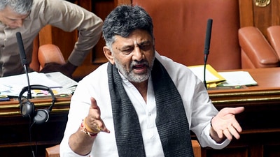 Karnataka deputy chief minister DK Shivakumar speaks during the budget session of the Legislative Assembly on Tuesday. (ANI) Karnataka deputy chief minister DK Shivakumar speaks during the budget session of the Legislative Assembly on Tuesday. (ANI)