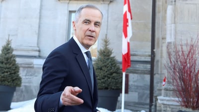 Mark Carney arrives before being sworn-in as Canada's 24th prime minister, at Rideau Hall in Ottawa, Ontario, Canada, March 14, 2025. (REUTERS)