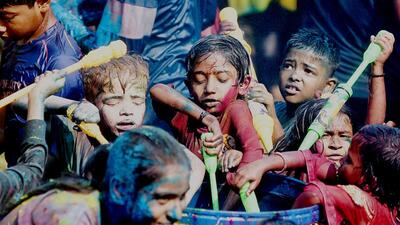 Children play with water guns on the occasion of Holi in Pune on Friday. Eighty teams were stationed at 50 key locations to monitor drink-and-drive cases and other traffic rule violations. (MAHENDRA KOLHE/HT) Children play with water guns on the occasion of Holi in Pune on Friday. Eighty teams were stationed at 50 key locations to monitor drink-and-drive cases and other traffic rule violations. (MAHENDRA KOLHE/HT)