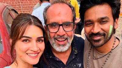 Kriti Sanon and Dhanush had a working Holi on the sets of Tere Ishk Mein with Aanand L Rai. Kriti Sanon and Dhanush had a working Holi on the sets of Tere Ishk Mein with Aanand L Rai.