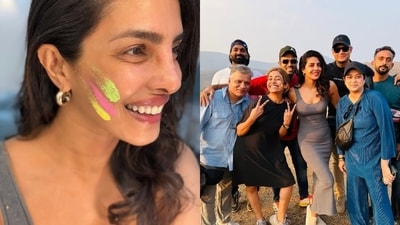 Priyanka Chopra dropped pictures from her working Holi from the sets of SSMB 29.
