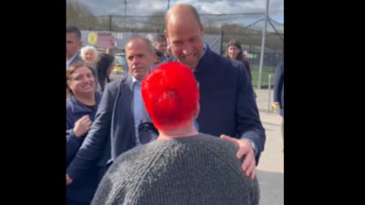 Prince William admired a woman's red hair during his West Midlands visit. (X/@tokkianami) Prince William admired a woman's red hair during his West Midlands visit. (X/@tokkianami)