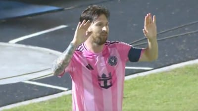 Lionel Messi celebrates after scoring against Cavalier (MLS) Lionel Messi celebrates after scoring against Cavalier (MLS)