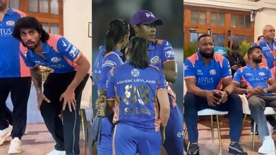 Tilak Varma, Kieron Pollard and captain Hardik Pandya can be seen reacting to the win in the video Tilak Varma, Kieron Pollard and captain Hardik Pandya can be seen reacting to the win in the video