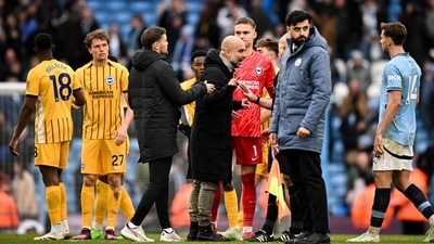 Manchester City twice blew the lead in a 2-2 draw against Brighton on Saturday. (AFP) Manchester City twice blew the lead in a 2-2 draw against Brighton on Saturday. (AFP)