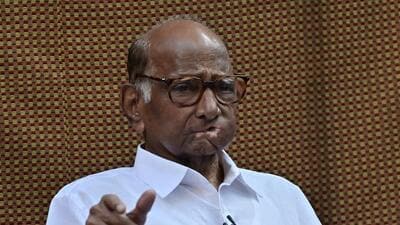 Mumbai, India - Feb. 24, 2025:NCP chief Sharad Pawar(Pawar Faction) addressing to media during the press conference at his residence in Silver Oak, in Mumbai, India, on Monday, February 24, 2025. (Photo by Anshuman Poyrekar/ Hindustan Times) (Hindustan Times) Mumbai, India - Feb. 24, 2025:NCP chief Sharad Pawar(Pawar Faction) addressing to media during the press conference at his residence in Silver Oak, in Mumbai, India, on Monday, February 24, 2025. (Photo by Anshuman Poyrekar/ Hindustan Times) (Hindustan Times)