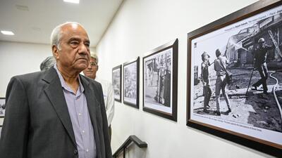 Mumbai, India. 15, 2025: Former judge of the Supreme Court of India, B. N. Srikrishna, inaugurated a unique photo exhibition showcasing the haunting memories of the 1992 riots and the 1993 bomb blasts at the Mumbai Press Club. Mumbai, India. Mar 15, 2025. (Photo by Raju Shinde/HT Photo) (Hindustan Times) Mumbai, India. 15, 2025: Former judge of the Supreme Court of India, B. N. Srikrishna, inaugurated a unique photo exhibition showcasing the haunting memories of the 1992 riots and the 1993 bomb blasts at the Mumbai Press Club. Mumbai, India. Mar 15, 2025. (Photo by Raju Shinde/HT Photo) (Hindustan Times)
