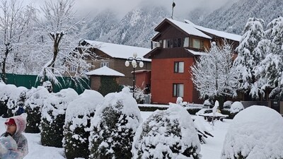 A view of an area after a fresh spell of snowfall, in Pahalgam, Jammu and Kashmir, Saturday, March 15, 2025. (PTI) A view of an area after a fresh spell of snowfall, in Pahalgam, Jammu and Kashmir, Saturday, March 15, 2025. (PTI)