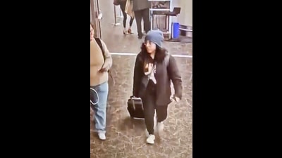 Screengrab showing Ranjani Srinivasan leaving the US. (PTI) Screengrab showing Ranjani Srinivasan leaving the US. (PTI)