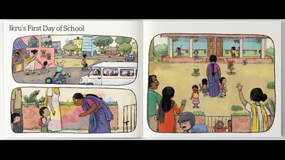 Sunaina Coelho brings her experiences as a mother and an artist together to tell a story of excitement, fear, and a boy’s first day at school, in this 2021 title. Sunaina Coelho brings her experiences as a mother and an artist together to tell a story of excitement, fear, and a boy’s first day at school, in this 2021 title.