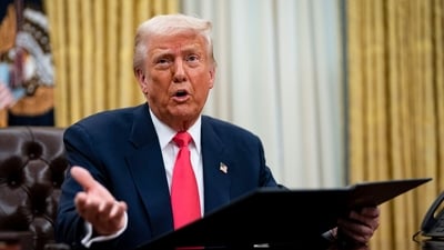 US President Donald Trump speaks during an executive order signing ceremony in the Oval Office of the White House in Washington, DC, US, on Thursday, March 6, 2025. (Bloomberg) US President Donald Trump speaks during an executive order signing ceremony in the Oval Office of the White House in Washington, DC, US, on Thursday, March 6, 2025. (Bloomberg)