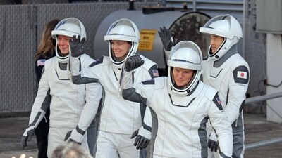Crew-10 mission astronauts (L/R) Roscosmos cosmonaut Kirill Peskov, NASA astronauts Nichole Ayers and Anne McClain and JAXA astronaut Takuya Onishi walk out of the Neil A. Armstrong Operations and Checkout Building en route to launch complex 39A at the Kennedy Space Center in Cape Canaveral, Florida on March 14, 2025. (AFP) Crew-10 mission astronauts (L/R) Roscosmos cosmonaut Kirill Peskov, NASA astronauts Nichole Ayers and Anne McClain and JAXA astronaut Takuya Onishi walk out of the Neil A. Armstrong Operations and Checkout Building en route to launch complex 39A at the Kennedy Space Center in Cape Canaveral, Florida on March 14, 2025. (AFP)