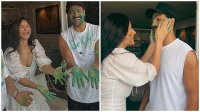 Katrina Kaif celebrated Holi on March 14 with Vicky Kaushal and their family. Katrina Kaif celebrated Holi on March 14 with Vicky Kaushal and their family.