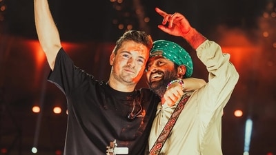 Martin Garrix and Arijit Singh perform at a Holi concert in Mumbai