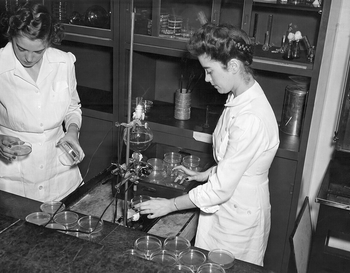 The only known image of Mary Hunt (above left), the USDA researcher who found the strain first used to mass- produce penicillin. (USDA)