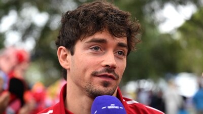 Ferrari's Monegasque driver Charles Leclerc speaks to a reporter (AFP) Ferrari's Monegasque driver Charles Leclerc speaks to a reporter (AFP)