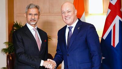 External affairs minister S Jaishankar calls on New Zealand Prime Minister Christopher Luxon, in New Delhi on Sunday. (S Jaishankar-X) External affairs minister S Jaishankar calls on New Zealand Prime Minister Christopher Luxon, in New Delhi on Sunday. (S Jaishankar-X)