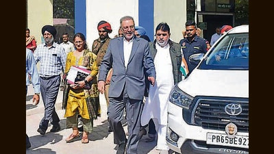 Health Minister Balbir Singh, MLA Ashok Prashar with other senior officials reviewed the renovation work at the Civil Hospital in Ludhiana on Sunday, March 16, 2025. (Gurpreet Singh/Hindustan Times)