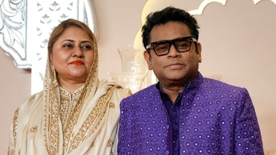 Bollywood music composer and singer AR Rahman poses for a photograph with his wife Saira Banu as they arrive at the wedding. (AP Photo /Rajanish Kakade) (AP) Bollywood music composer and singer AR Rahman poses for a photograph with his wife Saira Banu as they arrive at the wedding. (AP Photo /Rajanish Kakade) (AP)