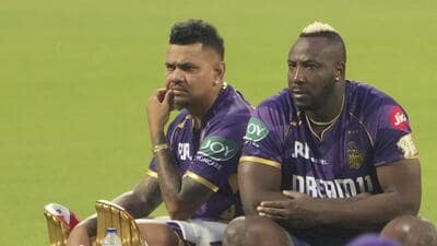 L-R: Kolkata Knight Riders players Sunil Narine and Andre Russell ahead of the Indian Premier League 2025. (PTI) L-R: Kolkata Knight Riders players Sunil Narine and Andre Russell ahead of the Indian Premier League 2025. (PTI)