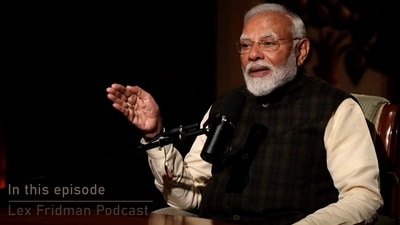 Prime Minister Narendra Modi during a podcast with podcaster Lex Fridman. (PTI) Prime Minister Narendra Modi during a podcast with podcaster Lex Fridman. (PTI)