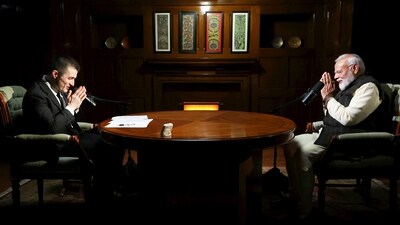 Prime Minister Narendra Modi during a podcast with Lex Fridman. (PMO) Prime Minister Narendra Modi during a podcast with Lex Fridman. (PMO)