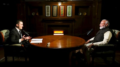 Prime Minister Narendra Modi speaks with Lex Fridman. (PMO) Prime Minister Narendra Modi speaks with Lex Fridman. (PMO)
