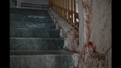 Paan and gutkha stains at Nagar Nigam office in Lucknow Paan and gutkha stains at Nagar Nigam office in Lucknow