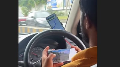 A Hyderabad cab driver was caught playing PUBG while driving, ignoring safety concerns. (Instagram/viralinlast24hrs) A Hyderabad cab driver was caught playing PUBG while driving, ignoring safety concerns. (Instagram/viralinlast24hrs)