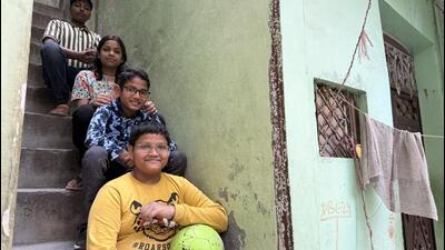 The four children who were playing football. (HT Photo) The four children who were playing football. (HT Photo)